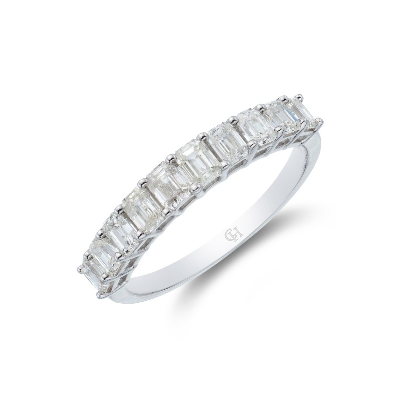 18ct White Gold Emerald Cut 1.00ct Diamond Eternity Ring