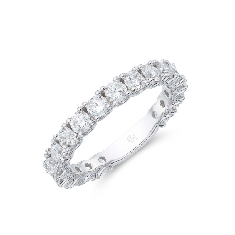 18ct white gold 1.40ct round brilliant 3/4 hoop diamond eternity ring