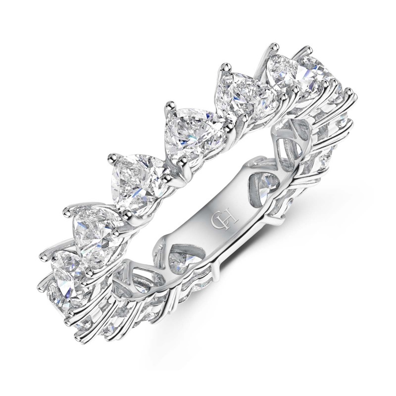 18ct White Gold Heart Cut 4.25ct Diamond Eternity Ring