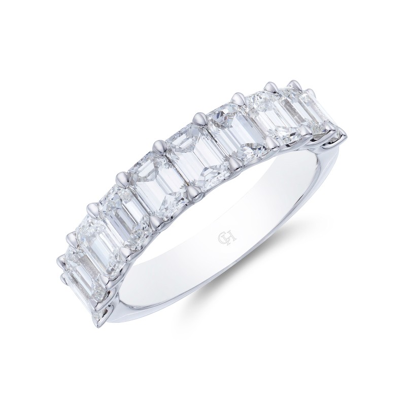 18ct White Gold 2.39ct Diamond Emerald Eternity Ring