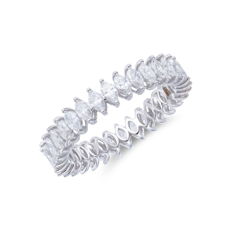 18ct White Gold 1.55ct Diamond Marquise Eternity Ring 
