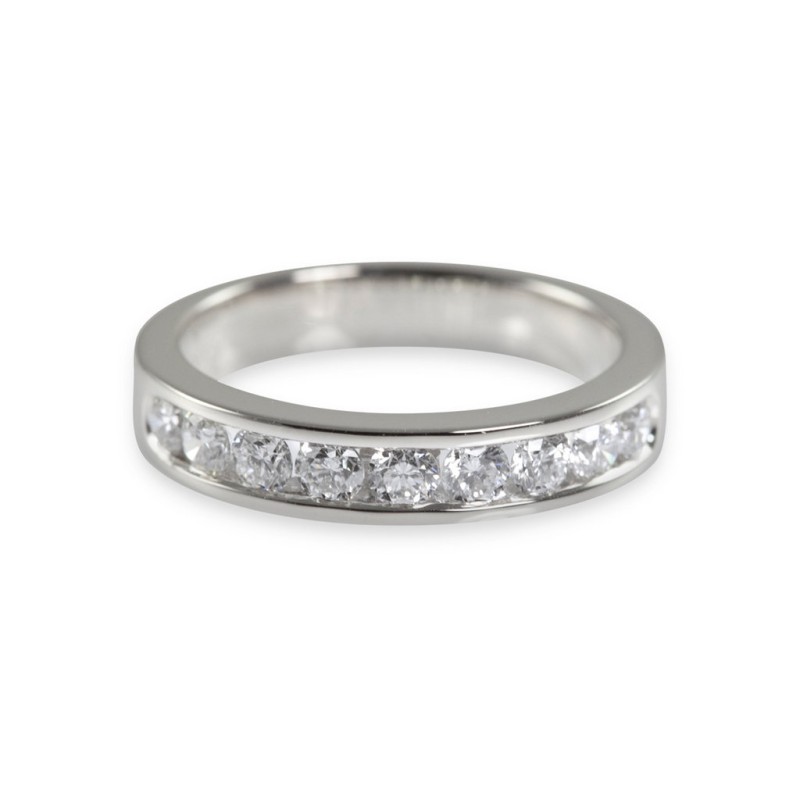 Platinum 0.75ct Round Brilliant Diamond Half Hoop Eternity Ring
