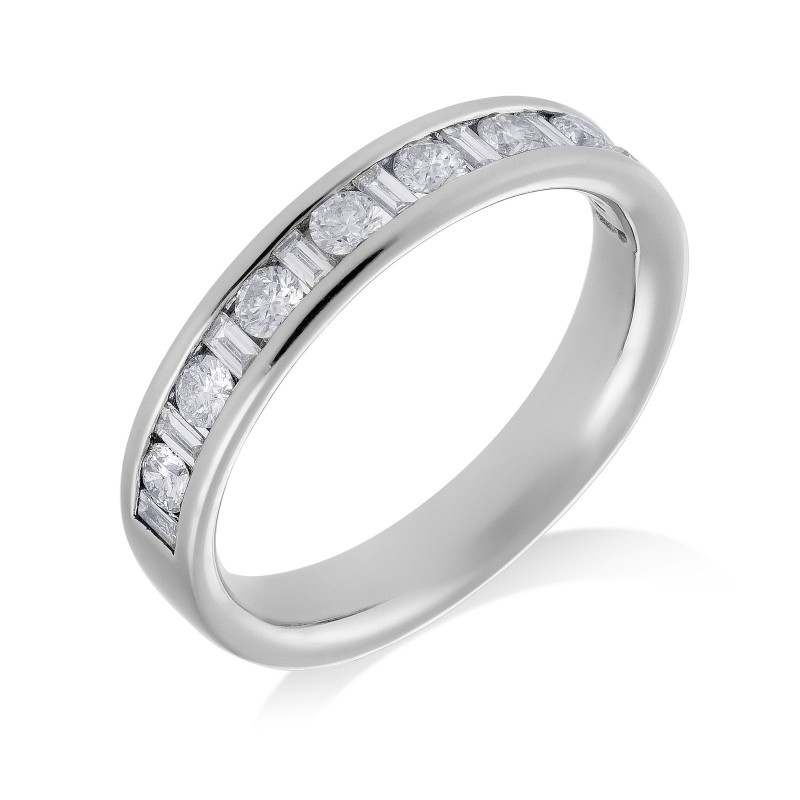 Platinum Baguette and Brilliant Cut 0.50ct Diamond Eternity Ring