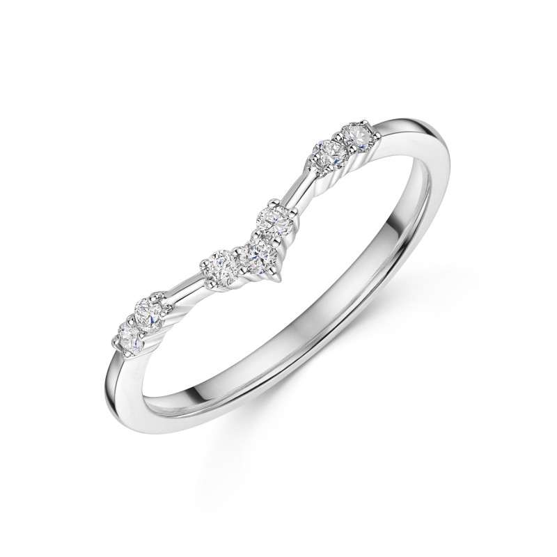 Platinum 0.14ct Round Brilliant and Baguette Diamond Wishbone Eternity Ring