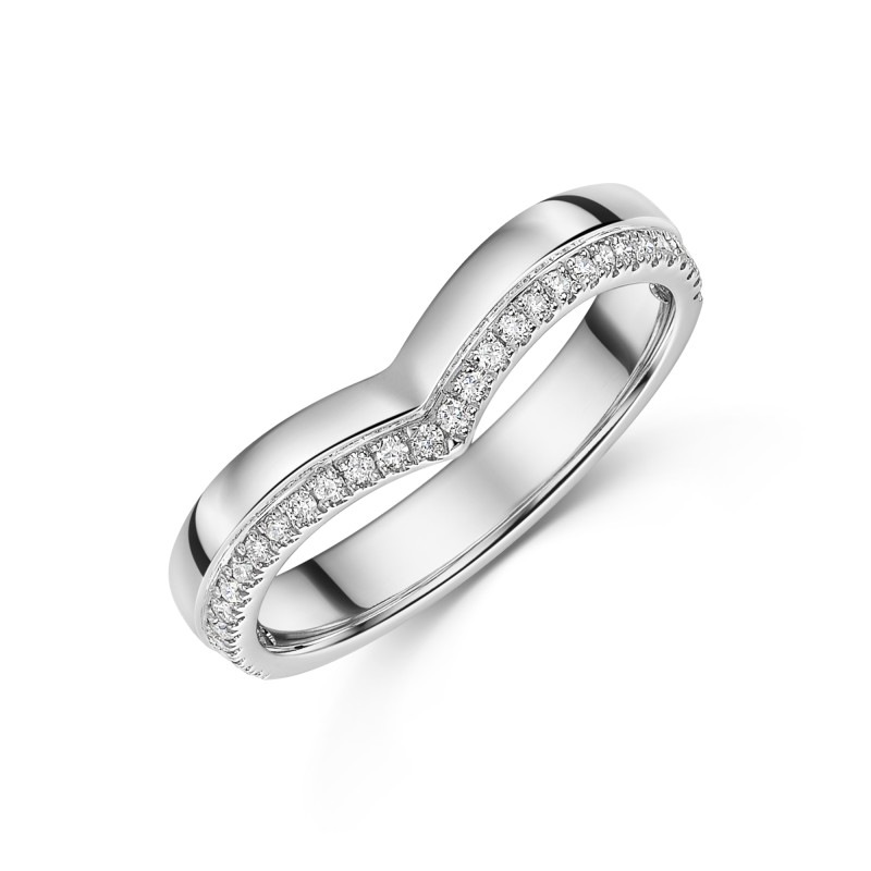 Platinum Round Brilliant 0.15ct Off Set Wishbone Diamond Eternity Ring