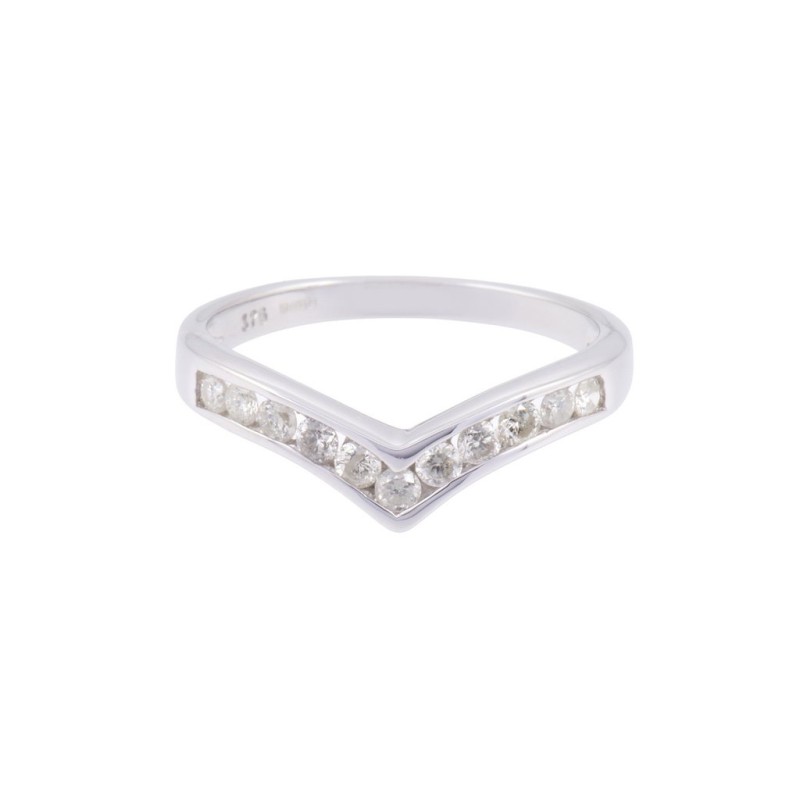 9ct White Gold 0.25ct Diamond Wishbone Ring