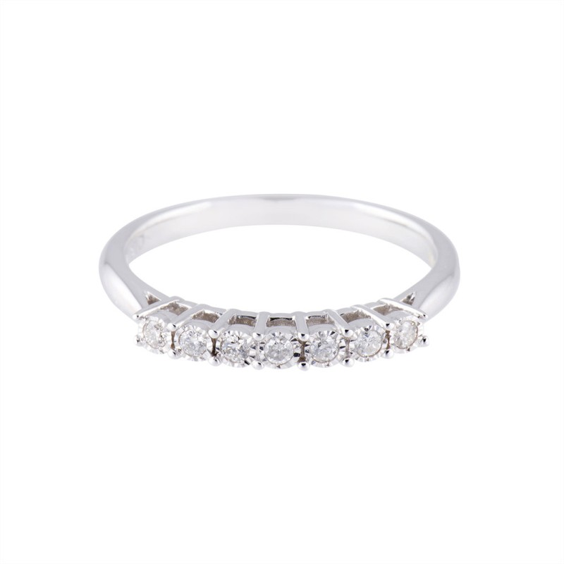 9ct White Gold 0.11ct 7 Stone Diamond Eternity Ring
