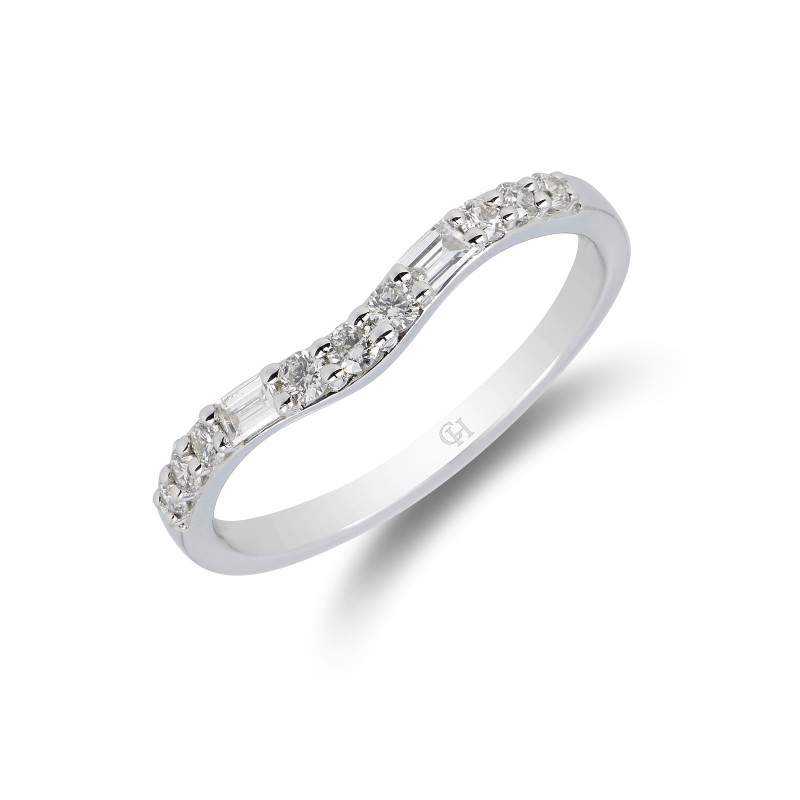9ct White Gold Brilliant Cut 0.27ct Diamond Shaped Eternity Ring