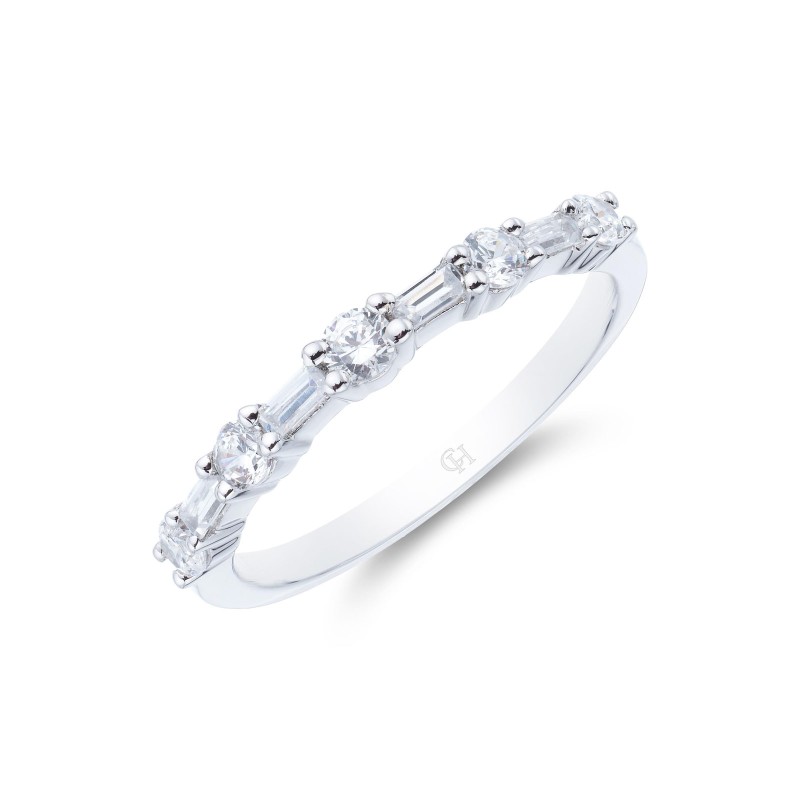 9ct White Gold Baguette and Brilliant Cut 0.49ct Diamond Eternity Ring
