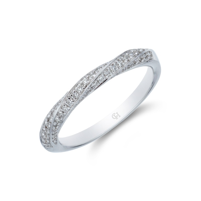 9ct White Gold Brilliant Cut 0.28ct Diamond Twisted Eternity Ring