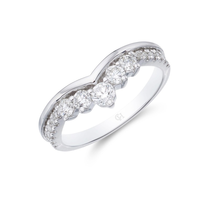 9ct White Gold Brilliant Cut 0.48ct Diamond Shaped Eternity Ring