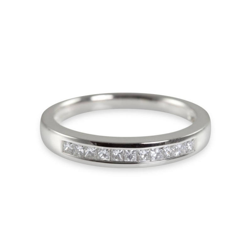 18ct White Gold 0.25ct Princess Cut Diamond Half Hoop Eternity Ring