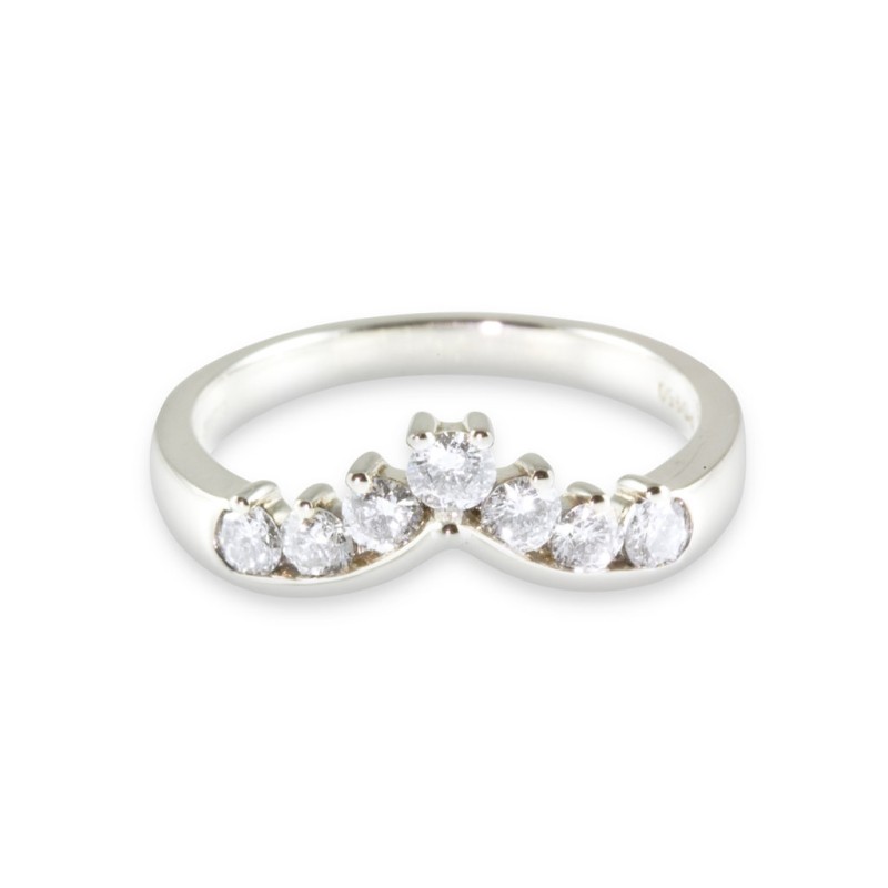 Palladium 0.50ct Round Brilliant Half Hoop Wishbone Eternity Ring