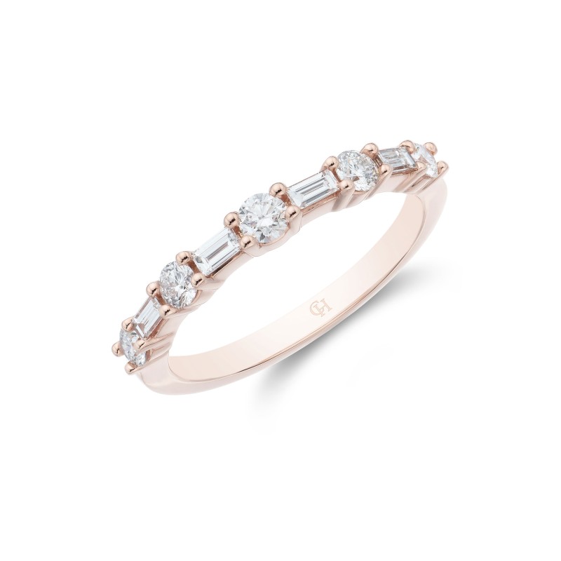 9ct Rose Gold Brilliant and Baguette Cut 0.49ct Diamond Eternity Ring