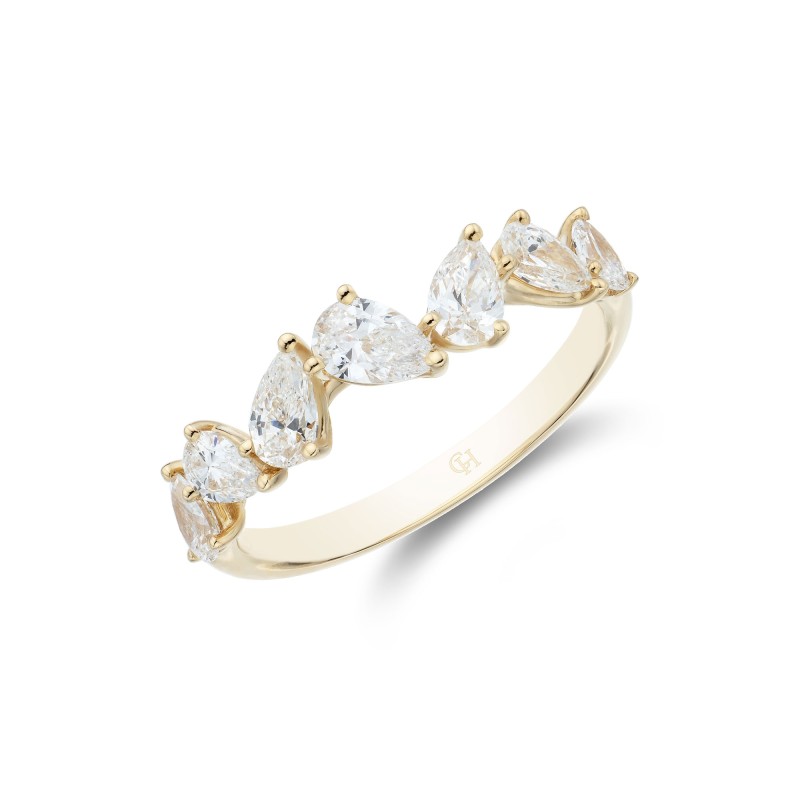 18ct Yellow Gold Pear Cut 0.86ct Diamond Fancy Band