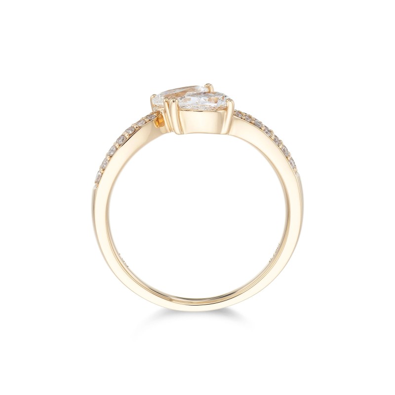 18ct Yellow Gold 0.75ct Pear And Round Brilliant Diamond Fancy Band Ring