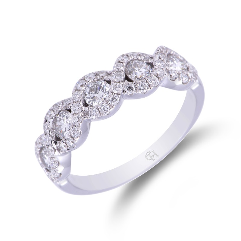 18ct White Gold 1.00ct Diamond Fancy Band