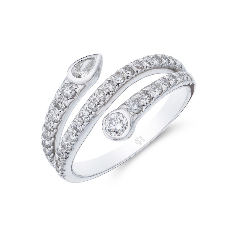 18ct White Gold 0.66ct Diamond Twist Fancy Band Ring