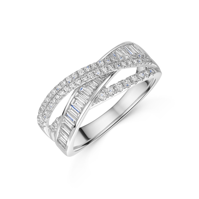 Platinum 0.80ct Diamond Cross Over Fancy Band