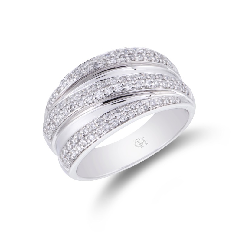 9ct White Gold 0.65ct Diamond Fancy Band
