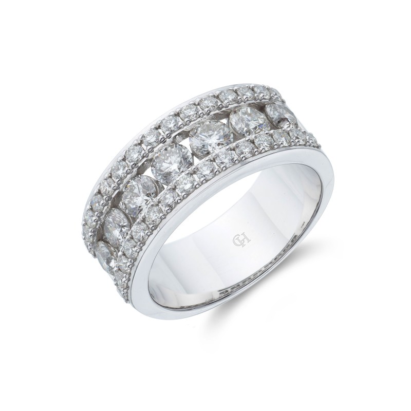 1857 9ct White Gold Brilliant Cut 2.00ct Diamond Fancy Band