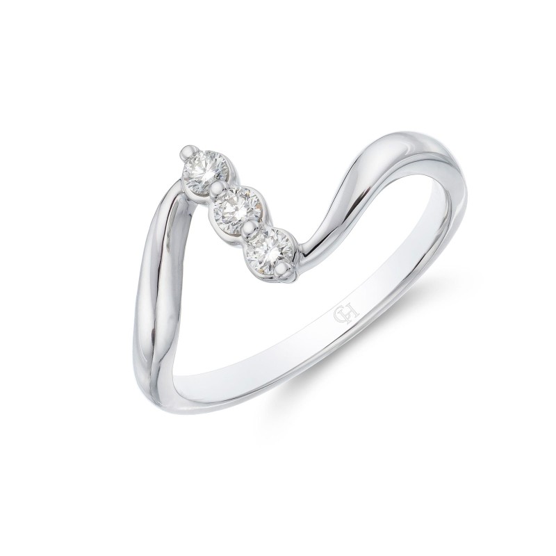 9ct White Gold 0.14ct Trilogy Twist Eternity Diamond Ring