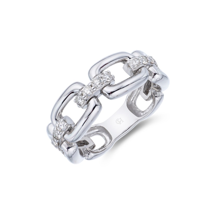 9ct White Gold 0.50ct Chain Link Fancy Diamond Band Ring 