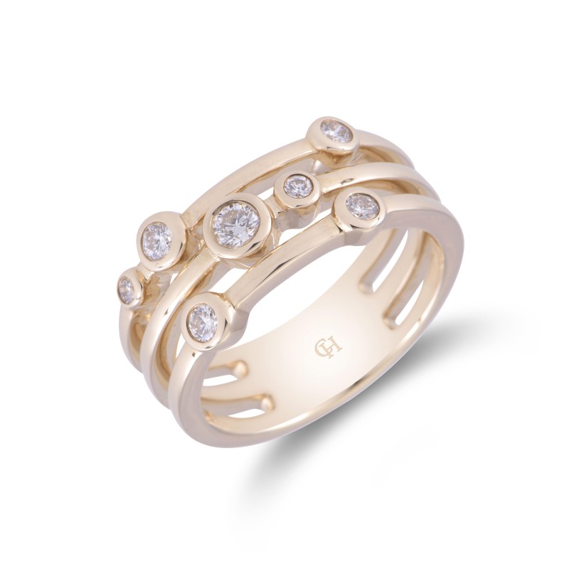 9ct Yellow Gold Brilliant Cut 0.33ct Diamond Fancy Band