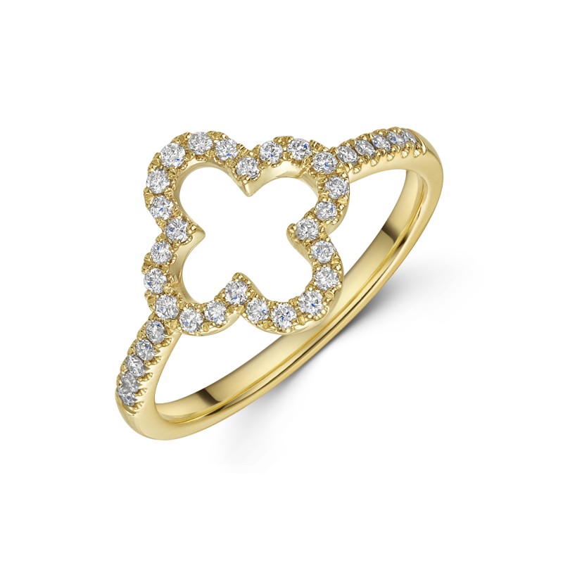 9ct Yellow Gold 0.25ct Diamond Clover Ring
