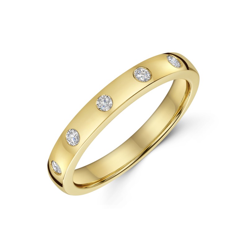 9ct Yellow Gold 0.16ct Round Brilliant Diamond Fancy Band