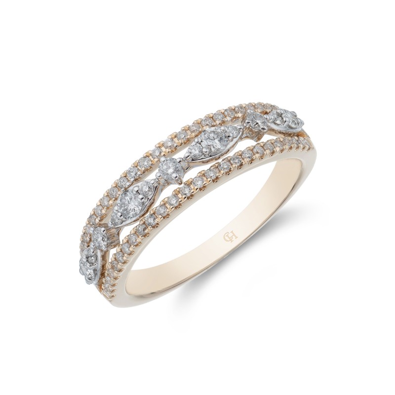 9ct Yellow Gold Brilliant Cut 0.33ct Diamond Fancy Band