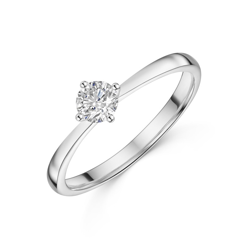 Platinum Round Brilliant 0.33ct Compass Set Diamond Solitaire Ring