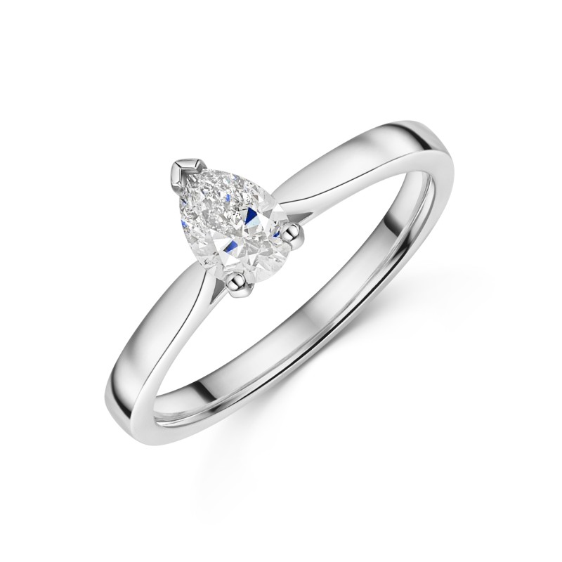 Platinum Pear Cut 0.50ct Diamond Solitaire Ring 