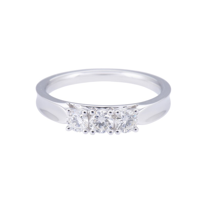 9ct White Gold 0.50ct Round Brilliant Diamond 3-Stone Ring
