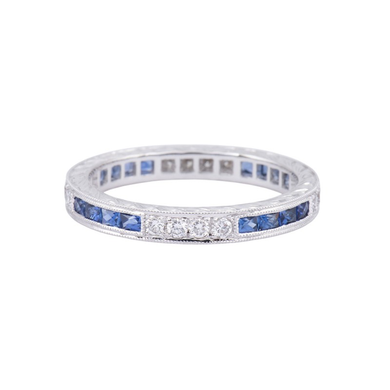 18ct White Gold Diamond and Sapphire Eternity Ring