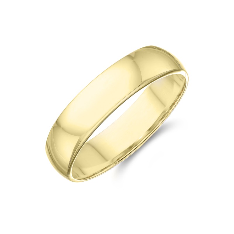 Gents 18ct Yellow Gold 5mm D-Shape Wedding Ring