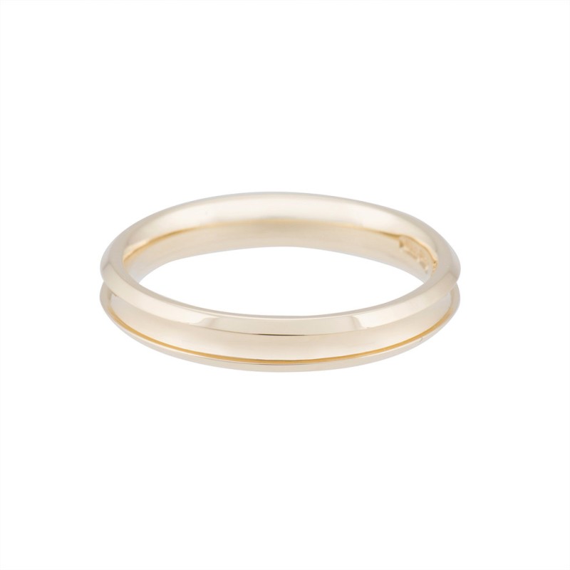 Ladies 18ct Yellow Gold 3mm Concave Bevelled Edge Wedding Ring