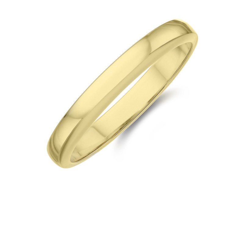 Ladies 18ct Yellow Gold 2.5mm D-Shape Wedding Ring