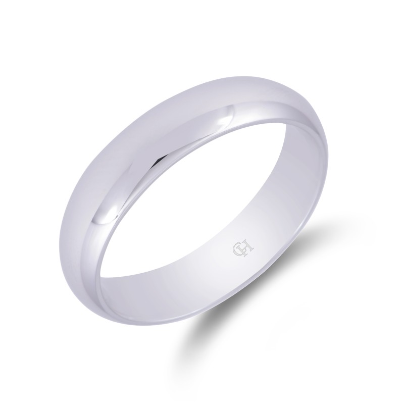18ct White Gold Medium Court Wedding Ring 5mm