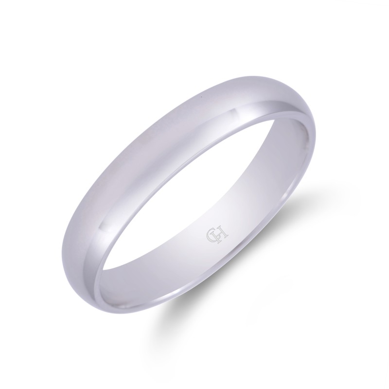 18ct White Gold Heavy Court Wedding Ring 4mm