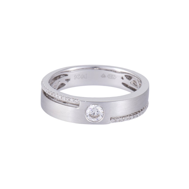 Gents 18ct White Gold 0.36ct Diamond Set Wedding Band