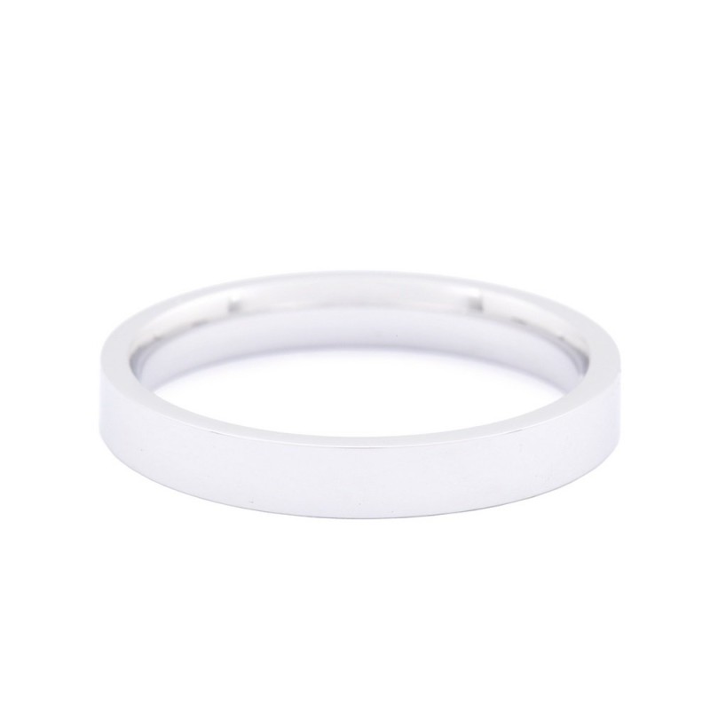 18ct White Gold Flat Court Wedding Ring 3mm