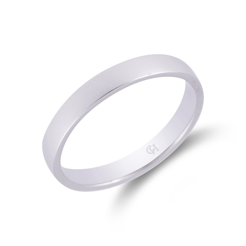 18ct White Gold Domed Court Wedding Ring 3mm