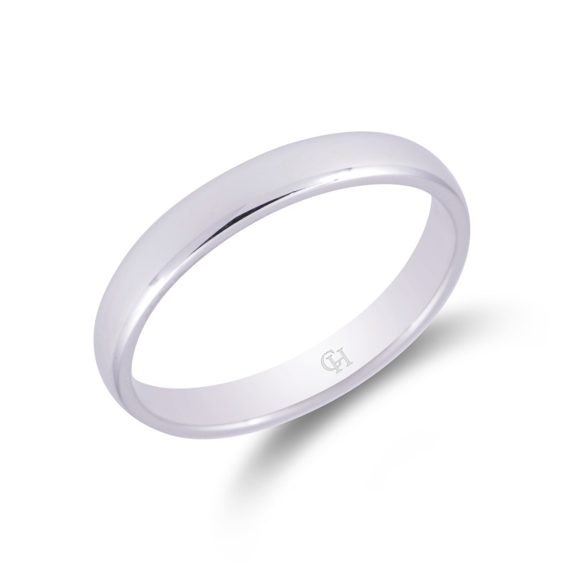 18ct White Gold Soft Flat Wedding Ring 3mm