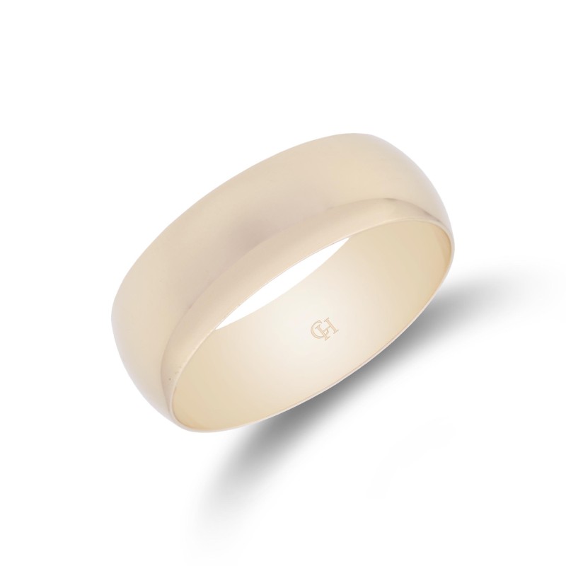 9ct Yellow Gold D-Shape Wedding Ring 7mm