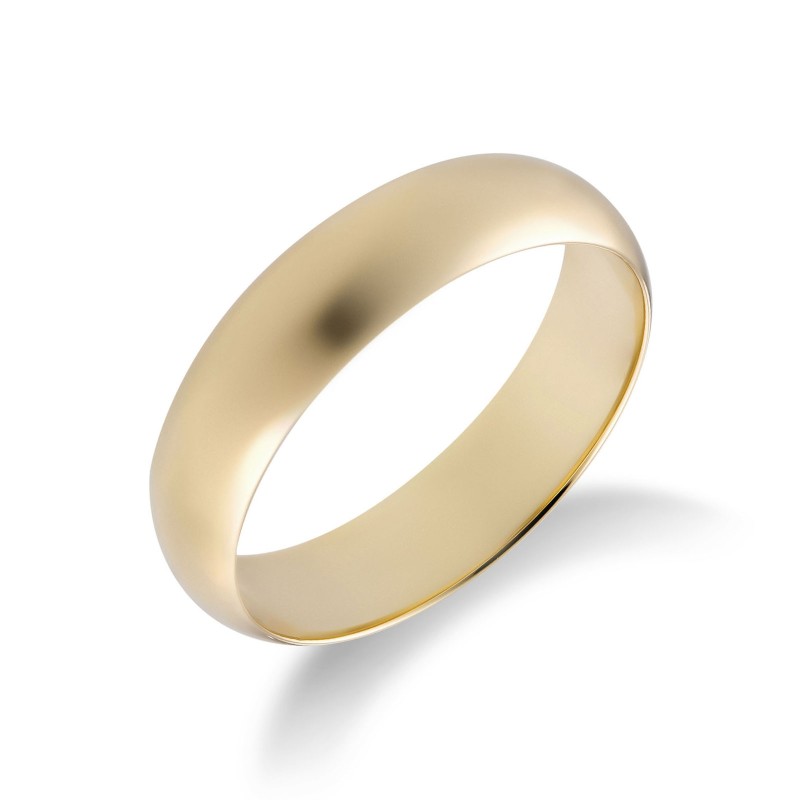9ct Yellow Gold D-Shape 5mm Wedding Ring