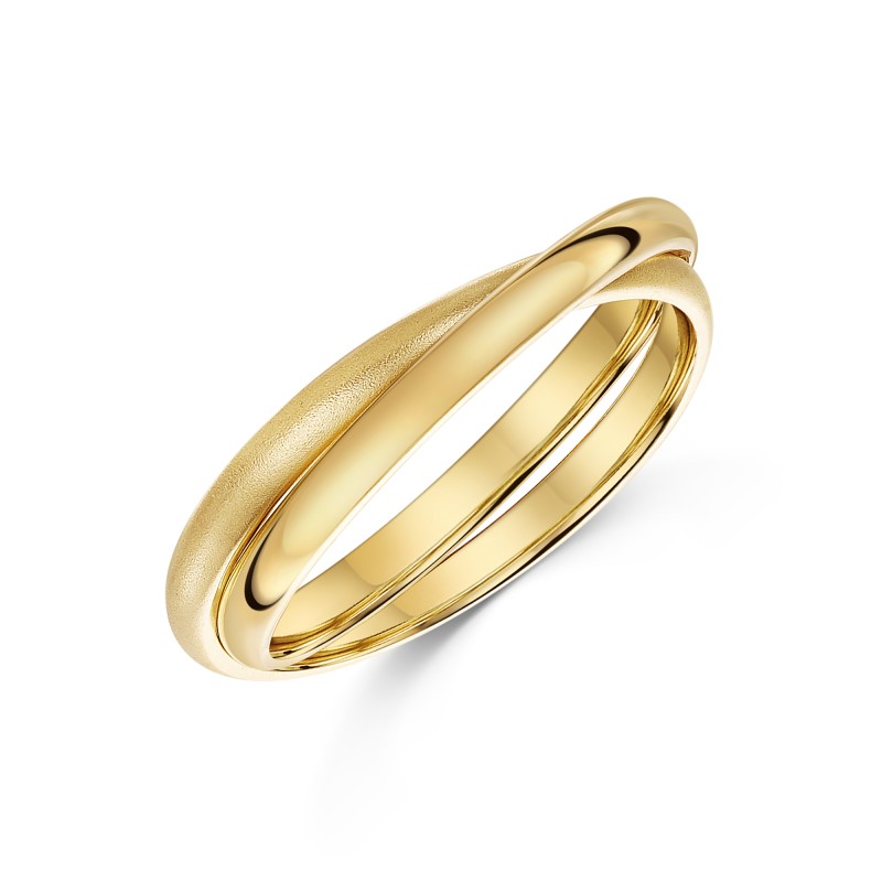 9ct Yellow Gold 2 Band Russian 2mm Wedding Ring