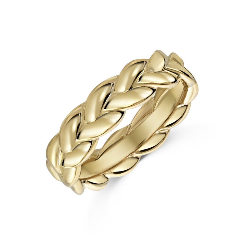9ct Yellow Gold 5mm Ladies Plaited Wedding Ring