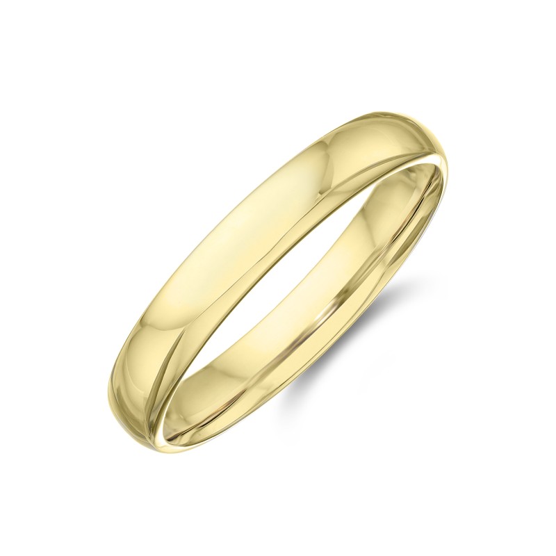 Ladies 9ct Yellow Gold 3mm D-Shape Wedding Ring