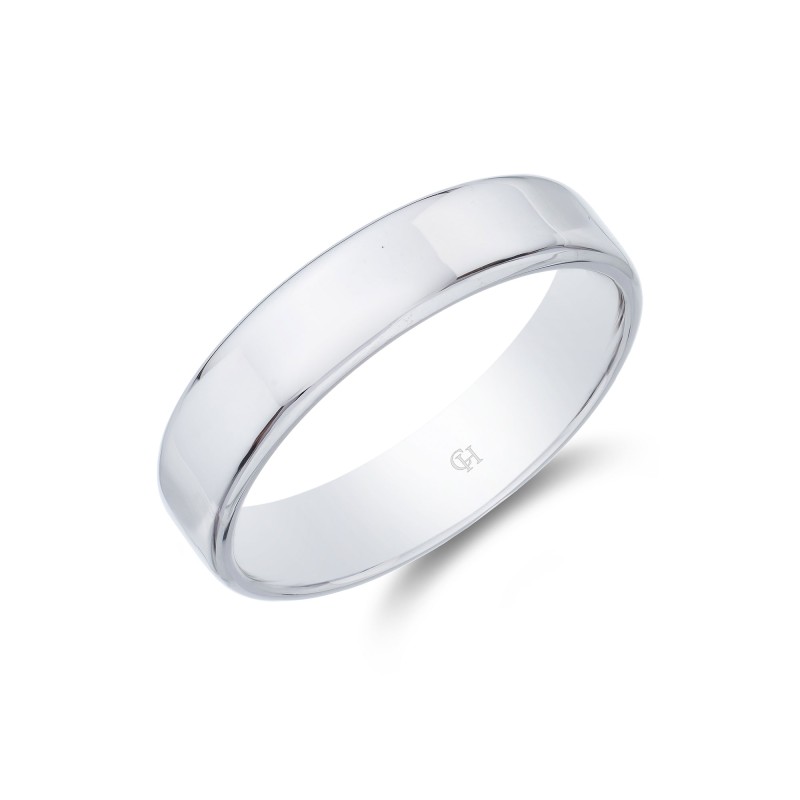 9ct White Gold Light Weight Soft Court 5mm Wedding Ring